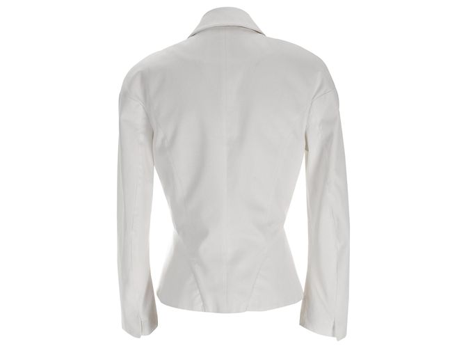 Alexander Mcqueen Peplum Blazer in White Cotton Cream - view 3