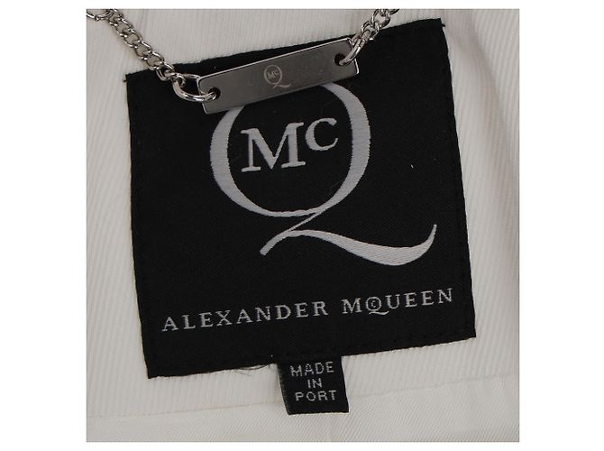Alexander Mcqueen Peplum Blazer in White Cotton Cream - view 4