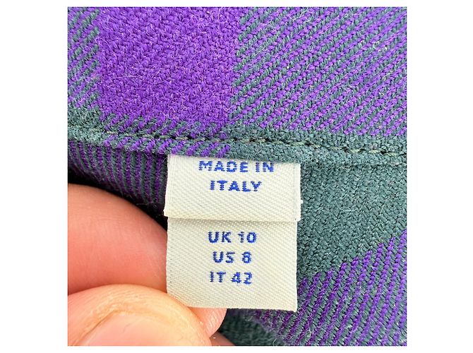 Abito camicia midi a quadri Burberry in lana multicolore - vista 11