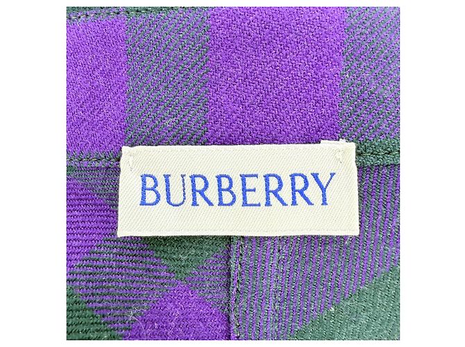 Abito camicia midi a quadri Burberry in lana multicolore - vista 12