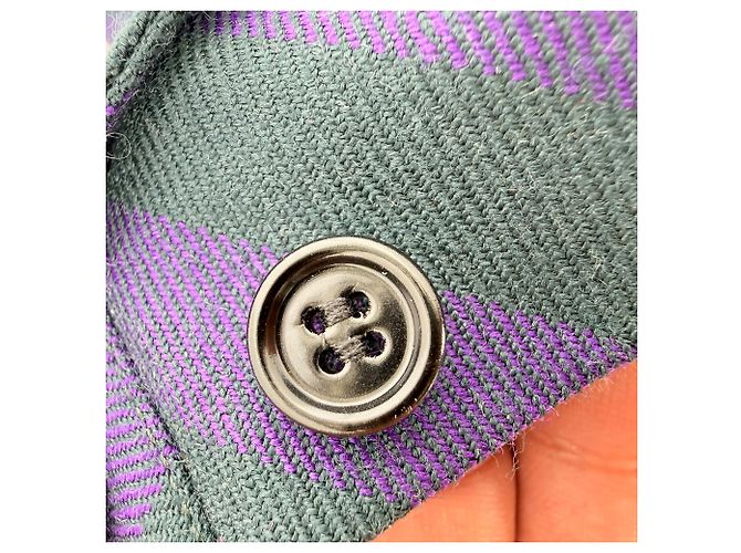 Abito camicia midi a quadri Burberry in lana multicolore - vista 4