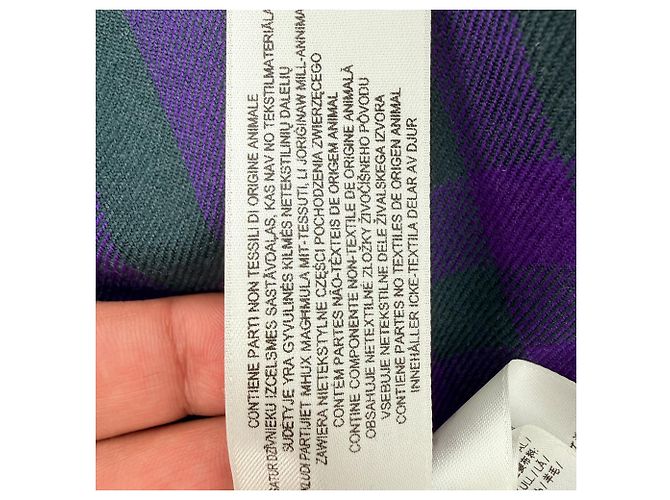 Abito camicia midi a quadri Burberry in lana multicolore - vista 5