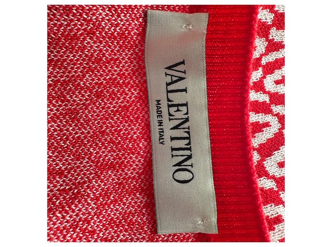 Valentino Garavani Valentino Kurzarm-Top aus Jacquard-Strick aus roter Wolle - Ansicht 4