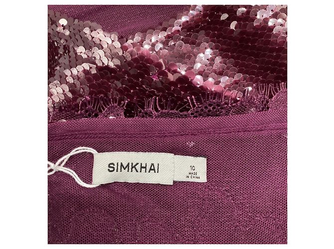Autre Marque Canotta di paillettes Simkhai Arlene in nylon viola - vista 6