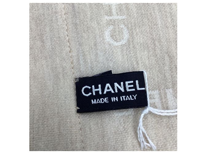 Chanel Mademoiselle - Sciarpa stampata in lana crema Marrone Rosso - vista 4