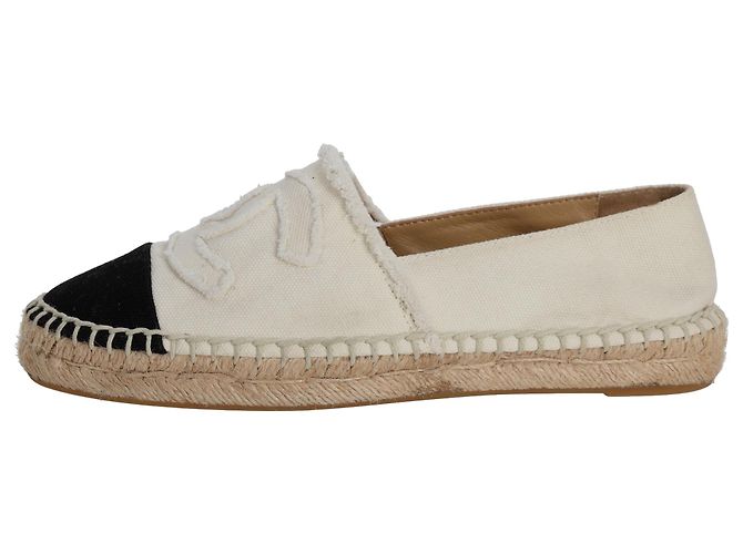 Chanel CC Espadrilles aus weißem Canvas Roh - Ansicht 2