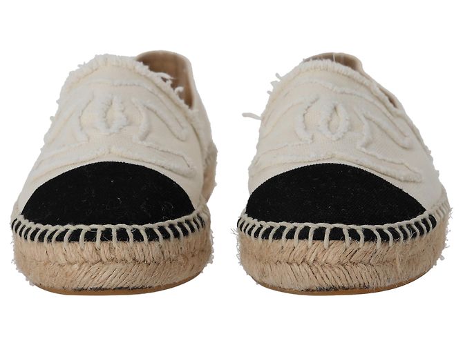 Chanel CC Espadrilles aus weißem Canvas Roh - Ansicht 4