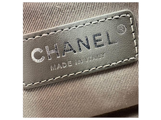 Borsa a tracolla piccola Gabrielle di Chanel in pelle grigia Stampa python - vista 10