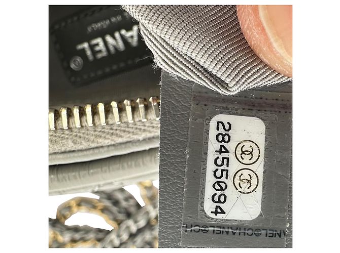Borsa a tracolla piccola Gabrielle di Chanel in pelle grigia Stampa python - vista 11