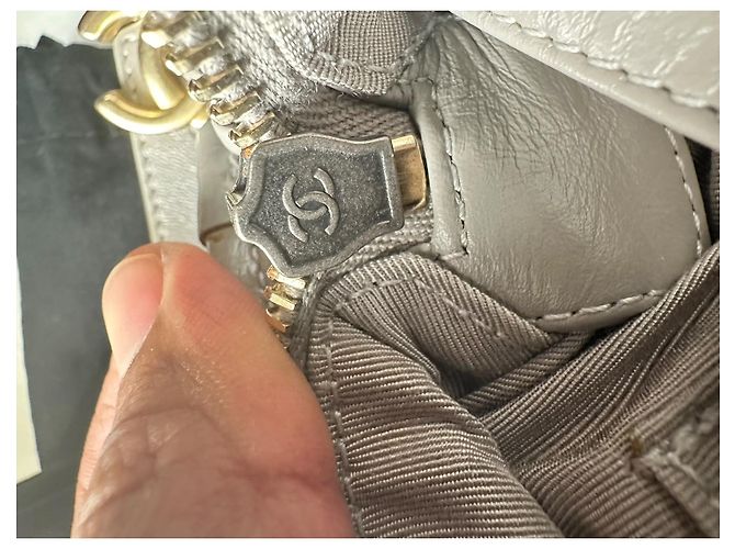 Borsa a tracolla piccola Gabrielle di Chanel in pelle grigia Stampa python - vista 20