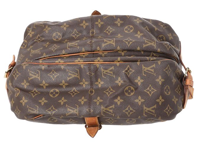 Borsa a tracolla Louis Vuitton Saumur 35 in tela rivestita marrone - vista 5