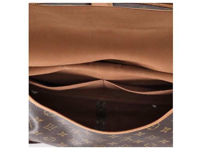 Borsa a tracolla Louis Vuitton Saumur 35 in tela rivestita marrone - vista 6