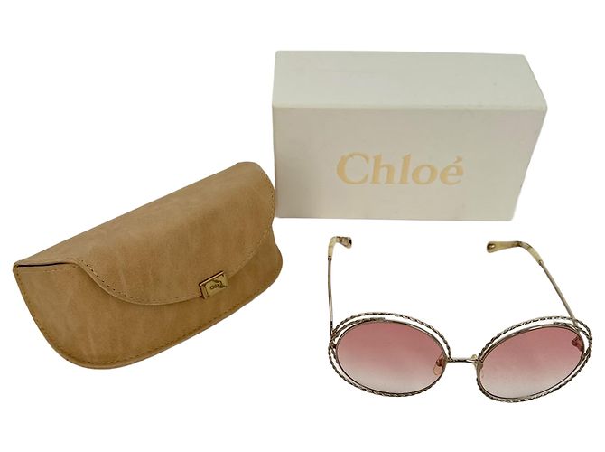 Chloé Carlina Twist Oversized Runde Sonnenbrille in Silber-Metall Metallisch - Ansicht 13