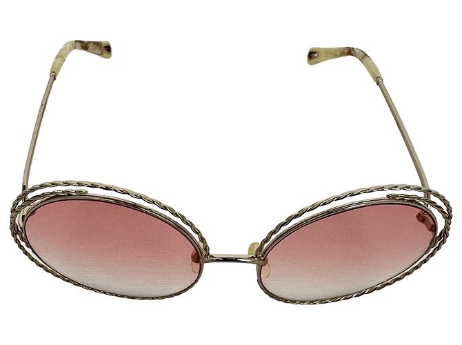 Chloé Carlina Twist Oversized Runde Sonnenbrille in Silber-Metall Metallisch - Ansicht 2