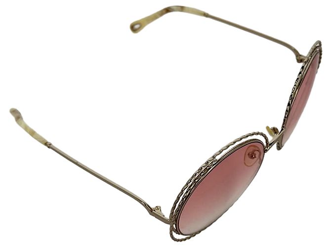 Chloé Carlina Twist Oversized Runde Sonnenbrille in Silber-Metall Metallisch - Ansicht 4