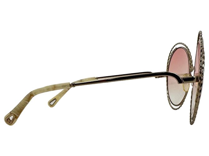 Chloé Carlina Twist Oversized Runde Sonnenbrille in Silber-Metall Metallisch - Ansicht 5