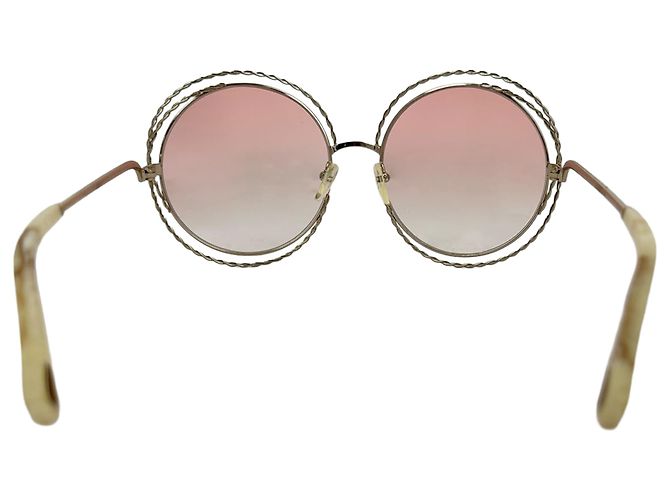 Chloé Carlina Twist Oversized Runde Sonnenbrille in Silber-Metall Metallisch - Ansicht 6
