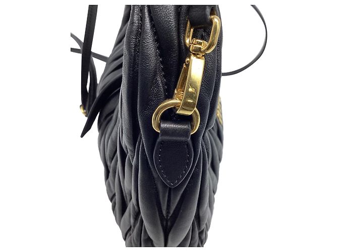 Borsa hobo Miu Miu Wander Matelassé in pelle nappa nera - vista 12