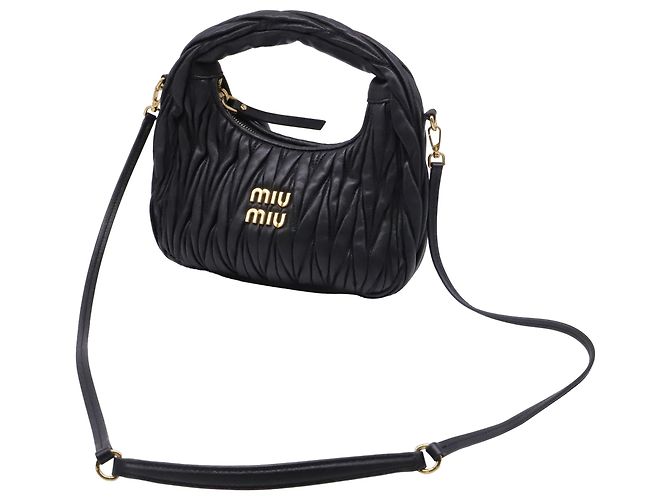 Borsa hobo Miu Miu Wander Matelassé in pelle nappa nera - vista 2