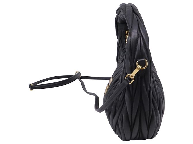Borsa hobo Miu Miu Wander Matelassé in pelle nappa nera - vista 3