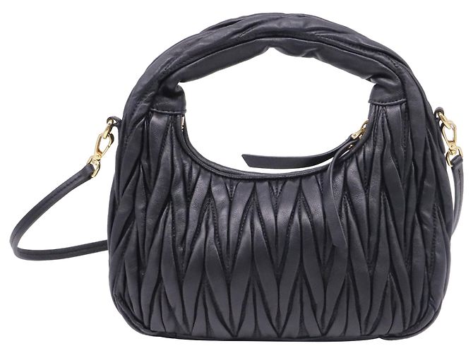 Borsa hobo Miu Miu Wander Matelassé in pelle nappa nera - vista 4