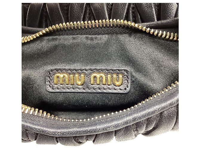Borsa hobo Miu Miu Wander Matelassé in pelle nappa nera - vista 6