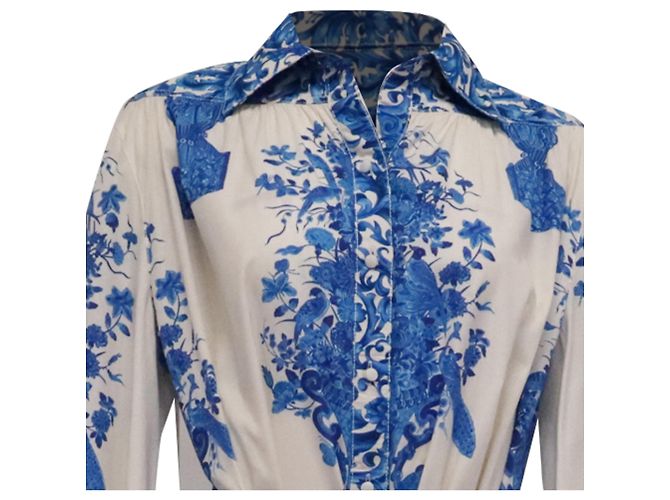 Valentino Garavani Abito camicia midi Valentino con stampa floreale in cotone blu - vista 2