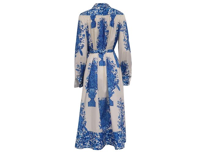 Valentino Garavani Abito camicia midi Valentino con stampa floreale in cotone blu - vista 4