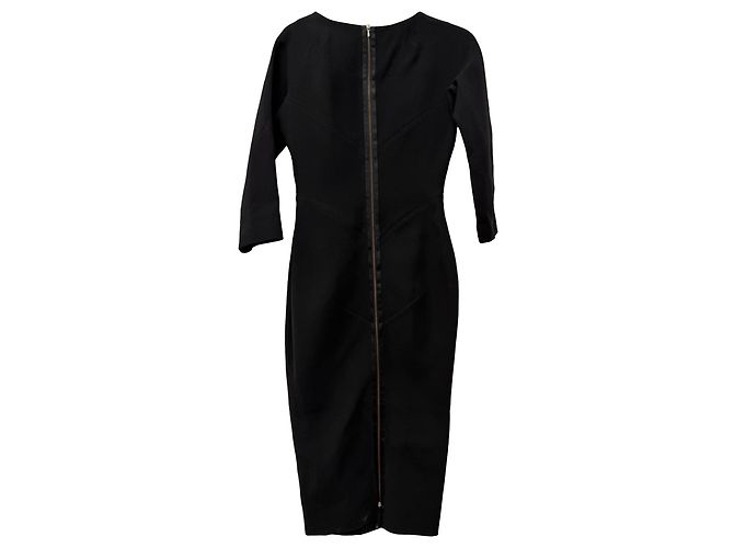 Abito midi Victoria Beckham in lana nera - vista 3