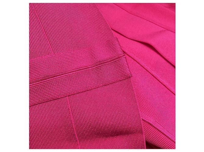 Vestido maxi halterneck Herve Leger em rayon rosa - vista 6