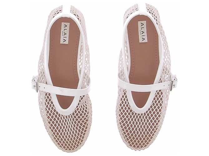 Alaïa Ballerine in rete crema - vista 4