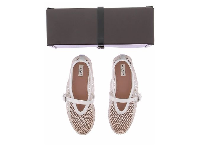 Alaïa Ballerine in rete crema - vista 8