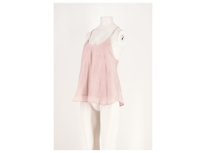 The Row Rosa Seidentop mit V Ausschnitt Pink - Ansicht 3