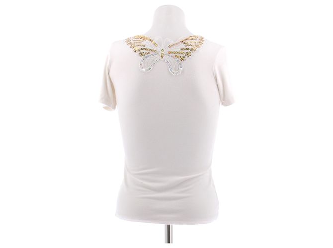 Christian Dior T-shirt crema con dettagli a farfalla - vista 2