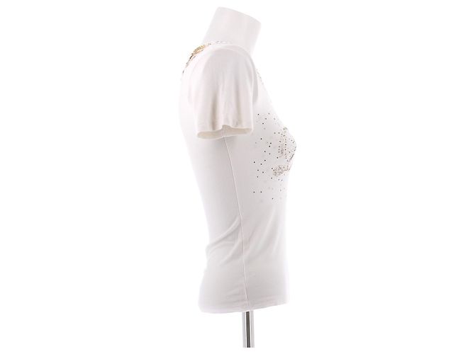 Christian Dior T-shirt crema con dettagli a farfalla - vista 3