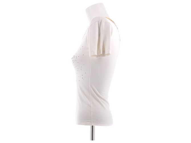 Christian Dior T-shirt crema con dettagli a farfalla - vista 4