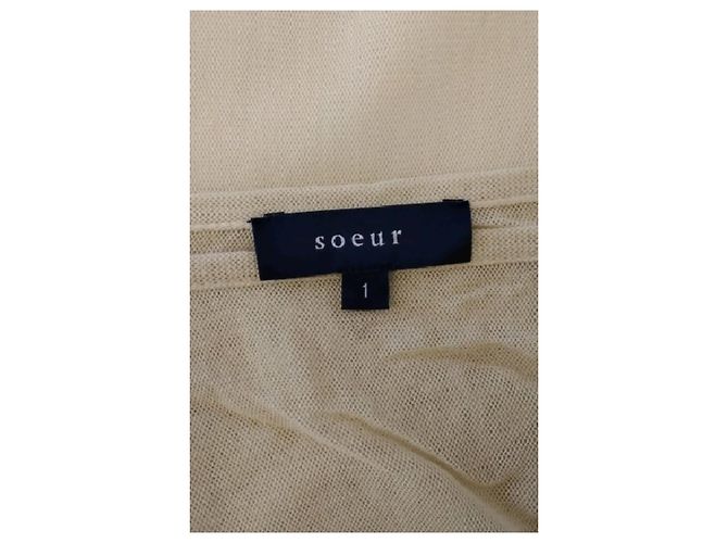 Gonna Soeur in cotone beige a taglio dritto - vista 5