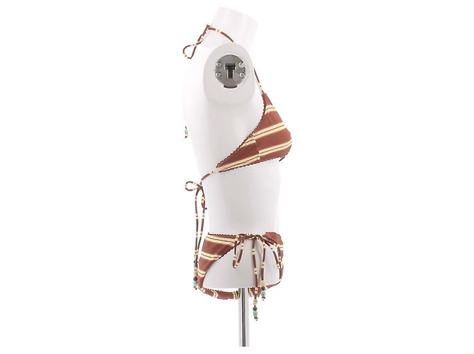 Autre Marque Gestreifter Bikini in Braun Mehrfarben - Ansicht 3