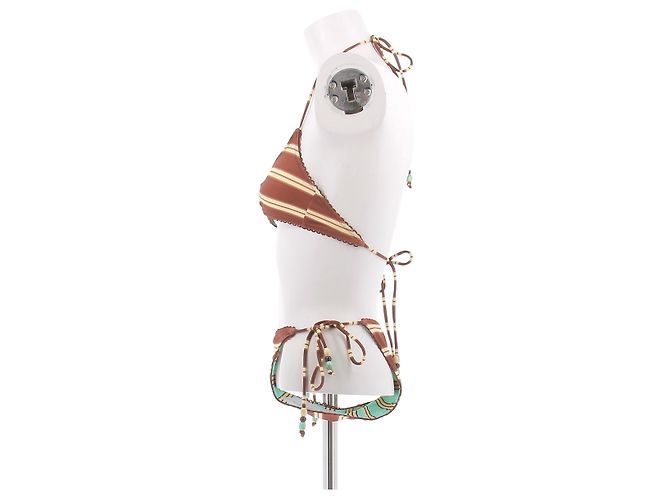 Autre Marque Gestreifter Bikini in Braun Mehrfarben - Ansicht 4