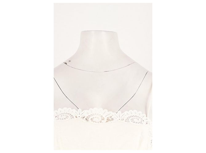Autre Marque Vestido midi de lino blanco POSSE con detalles de encaje - vista 2