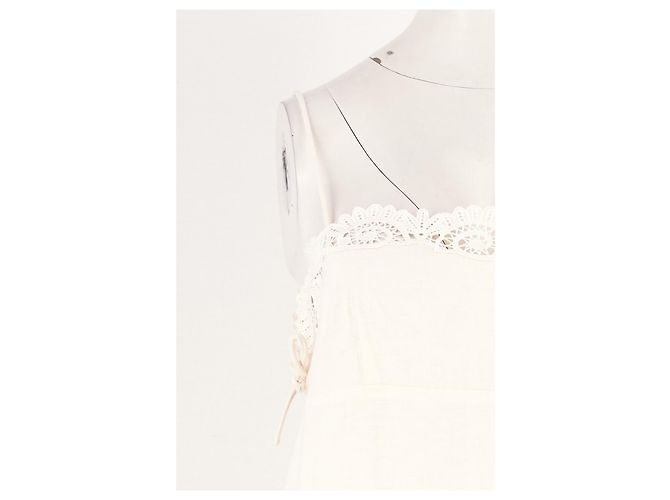 Autre Marque Vestido midi de lino blanco POSSE con detalles de encaje - vista 3