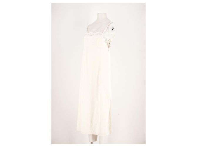 Autre Marque Vestido midi de lino blanco POSSE con detalles de encaje - vista 4