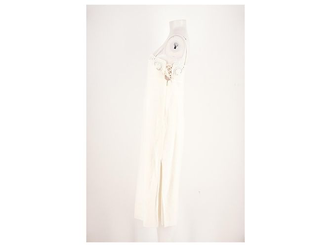 Autre Marque Vestido midi de lino blanco POSSE con detalles de encaje - vista 5