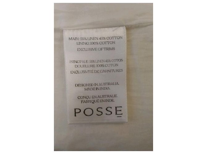 Autre Marque Vestido midi de lino blanco POSSE con detalles de encaje - vista 8