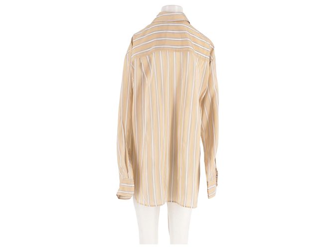 Autre Marque THE FRANKIE SHOP Gestreiftes Hemd Beige Weiß Gerade Schnitt - Ansicht 2