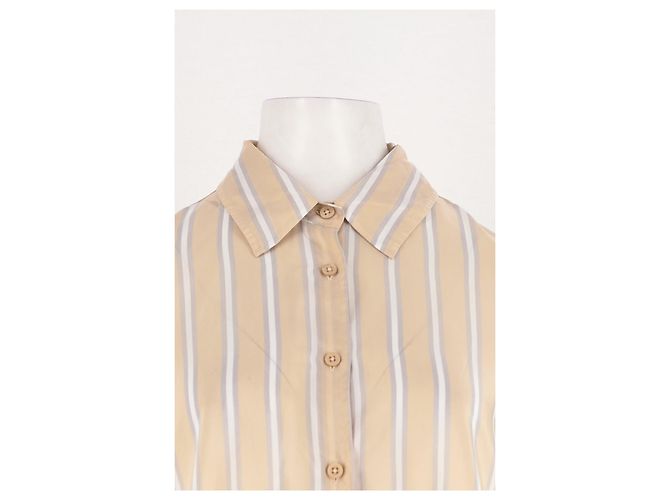 Autre Marque THE FRANKIE SHOP Gestreiftes Hemd Beige Weiß Gerade Schnitt - Ansicht 3