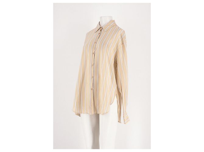 Autre Marque THE FRANKIE SHOP Gestreiftes Hemd Beige Weiß Gerade Schnitt - Ansicht 5