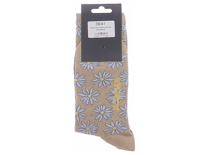 Jacquemus Calcetines de algodón con flores beige - vista 2