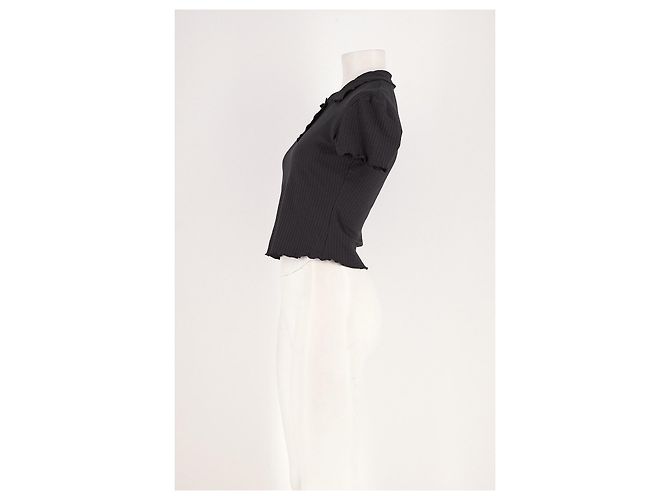 Autre Marque Polo cropped in cotone nero VIKTORIACHAN - vista 3