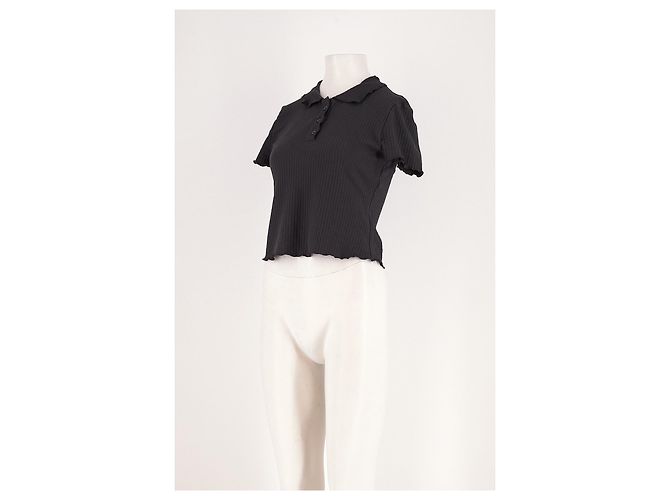 Autre Marque Polo cropped in cotone nero VIKTORIACHAN - vista 4